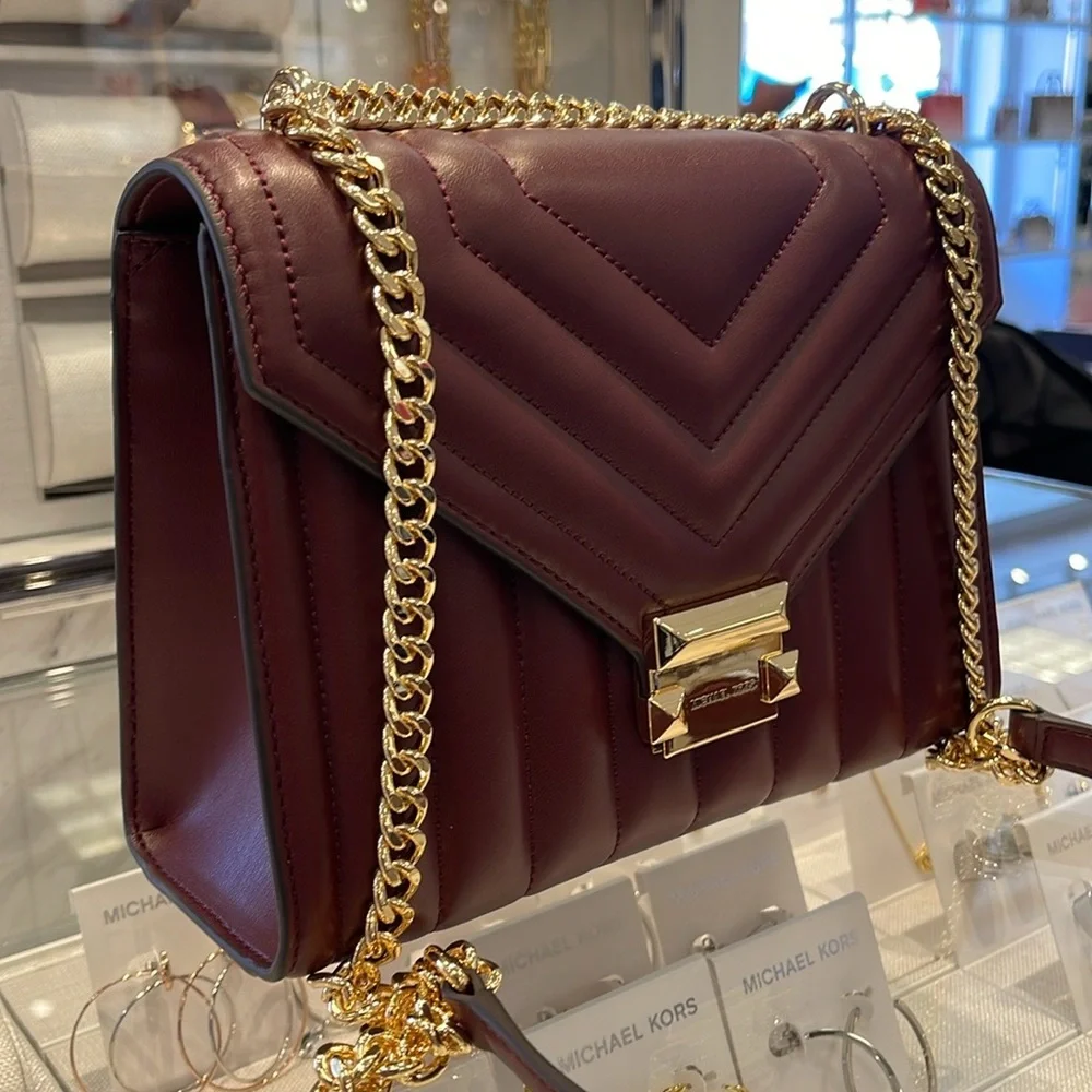Michael Kors Burgundy Quilted Shoulder Bag - Picture 15 of 16